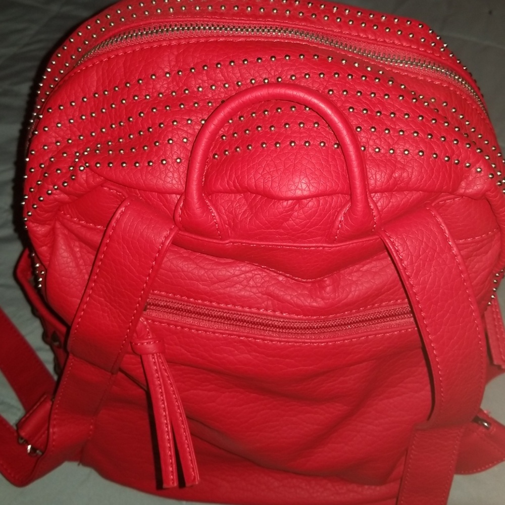 Red studded backpack - Picture 3 of 5